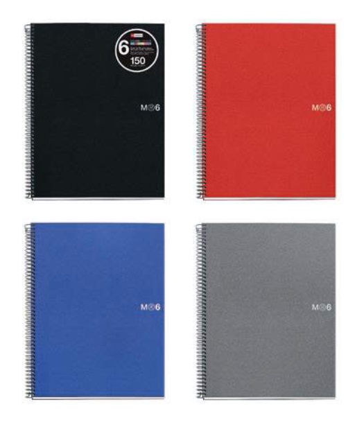 Block notebook 6 micro tapa pp A4 150h cua 5x5 rojo