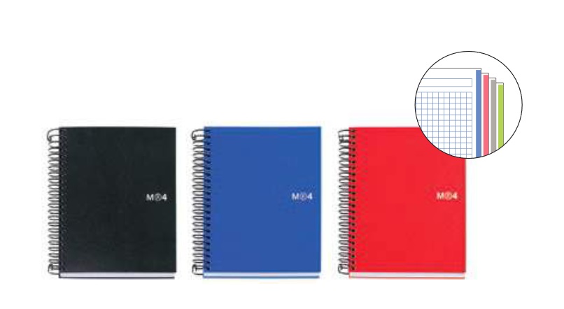 Block notebook 4 micro tapa pp A4 140h cua 5x5
