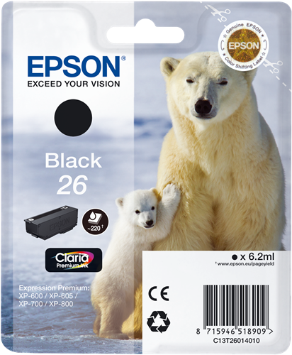 TINTA EPSON 26 NEGRO C13T26014010