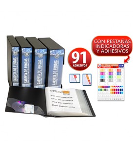 Carpeta de espiral en plástico negro con 100 fundas extraíbles Office Box