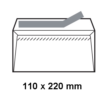 Caja de 500 sobres Offset autoadhesivos blancos 110 x 220 mm Sam