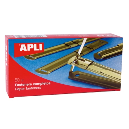 Caja de 50 fásteners metálicos dorados 90 x 12 mm Apli