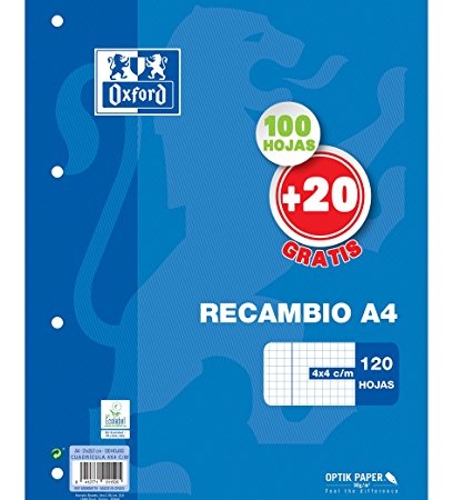 Recambio oxford A4 4t 100h+20h cuA4*4 azul 58179