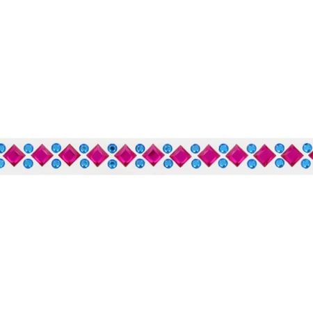 Rollo de adhesivos brillantes rombos rosas y círculos azules 1,8 x 100 cm