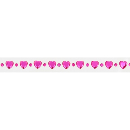 Rollo de adhesivos brillantes corazones y círculos rosas 1,8 x 100 cm