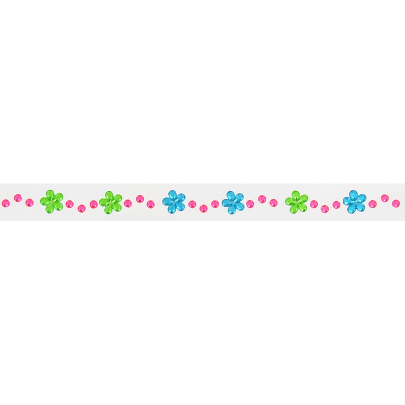 Rollo de adhesivos brillantes flores y círculos de colores 1,8 x 100 cm