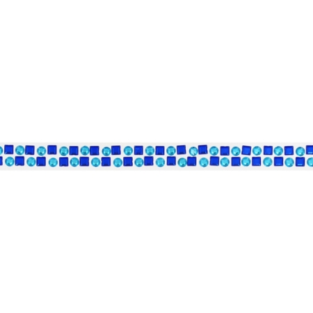 Rollo de adhesivos brillantes círculos y cuadrados azules 1,8 x 100 cm