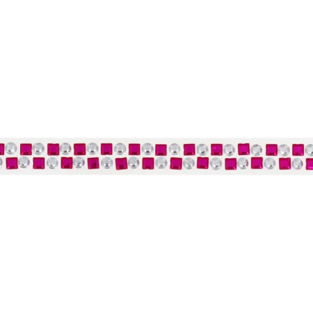 Rollo de adhesivos brillantes círculos blancos y cuadrados rosas 1,8 x 100 cm