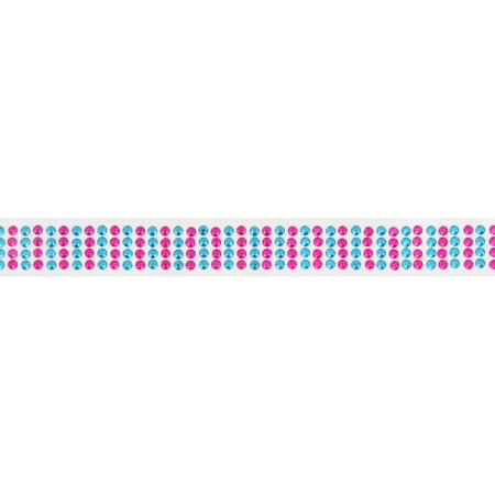 Rollo de adhesivos brillantes círculos rosas y azules 2,2 x 100 cm