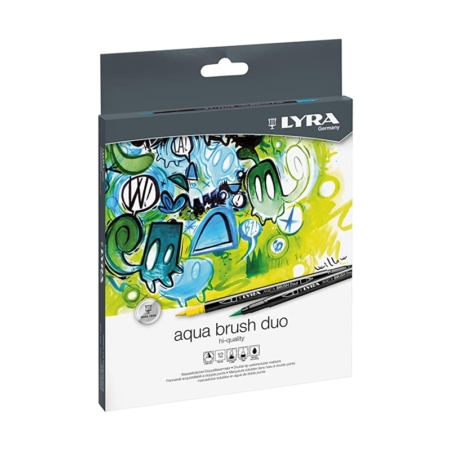 ESTUCHE DE 12 ROTULADORES LYRA AQUA BRUSH DUO DE DOBLE PUNTA