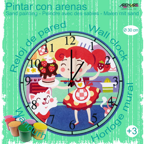 RELOJ DE PARED PINTADO CON ARENA 30 CM