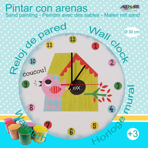 RELOJ DE PARED PINTADO CON ARENA 30 CM