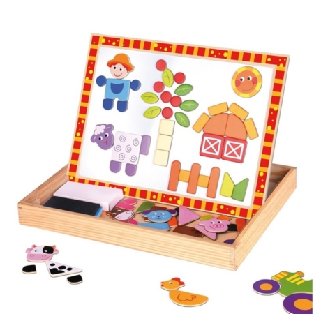 Pizarra con puzzle magnético granja