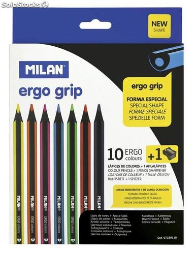 ESTUCHE 10 LAPICES DE COLORES MILAN ERGO GRIP