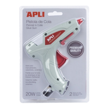 Pistola de cola termofusible Premium 20W con 2 barras de cola
