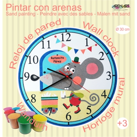 KIT RELOJ PARA PINTAR CON ARENA 30 CM RATONCITO PEREZ