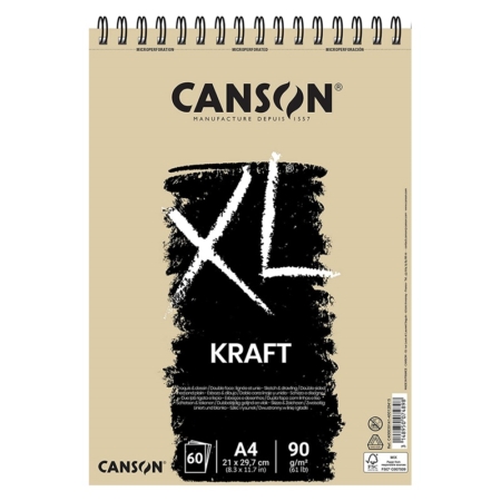 BLOC DE DIBUJO KRAFT RAYADO A4 60 HOJAS CANSON XL