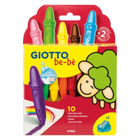 Caja de 10 Súper ceras de colores Giotto be-bè + afilalápices