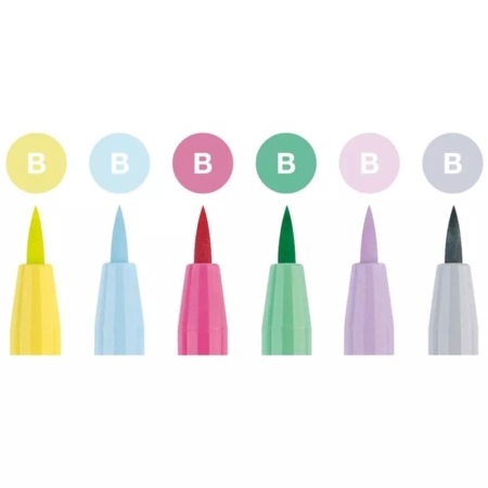 ESTUCHE 6 ROTULADORES PITT PUNTA PINCEL TONOS PASTEL