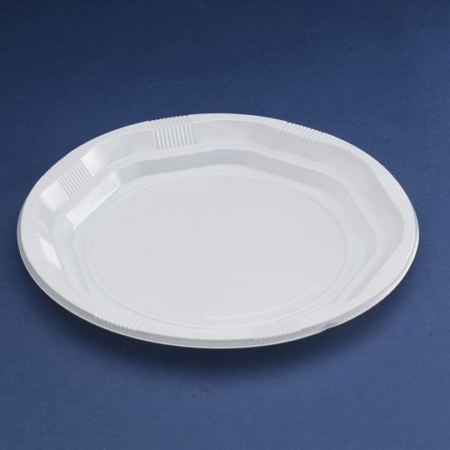 PACK DE 100 PLATOS DE PLASTICO BLANCO LLANO 20CM DE DIAM.