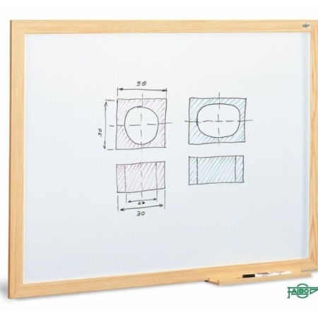 Pizarra estratificada blanca con marco de madera de 80x120 cm Faibo