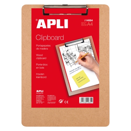 CARPETA PORTABLOC A4 CON PINZA CLIPBOARD DE MADERA APLI