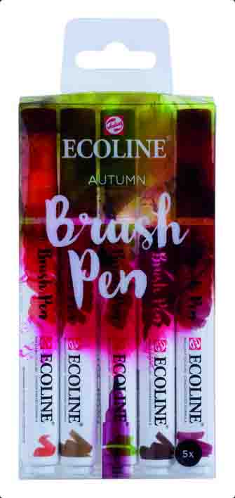 Estuche de 5 rotuladores con punta pincel Ecoline Brush Pen colores otoño