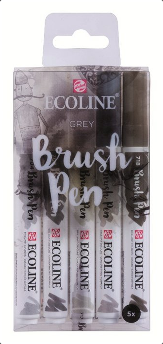 MARCADOR ECOLINE BRUSHPEN X5 GRIS