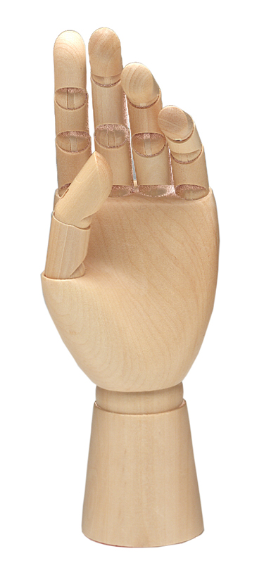 MANO IZQUIERDA FEMENINA MADERA 25 CM