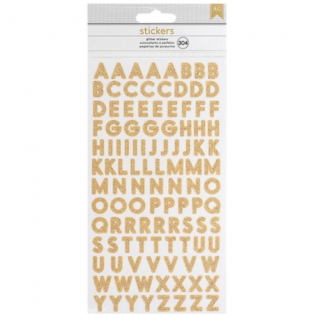 BOLSA DE 304 PEGATINAS ALFABETO ALPHA STICKERS GOLD GLITT