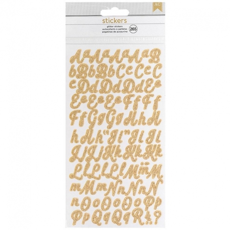 BOLSA DE 265 PEGATINAS ALFABETO ALPHA STICKERS GOLD GLITT