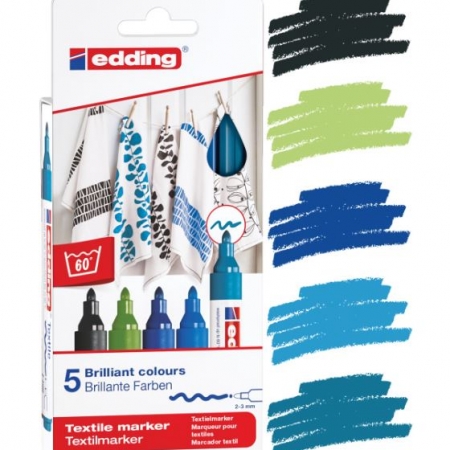 PACK 5 MARCADOR TEXTIL EDDING COLORES FRIOS