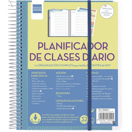 PLANIFICADOR PROFESOR DOCENTE CLASES 1/4 DÍA PÁGINA