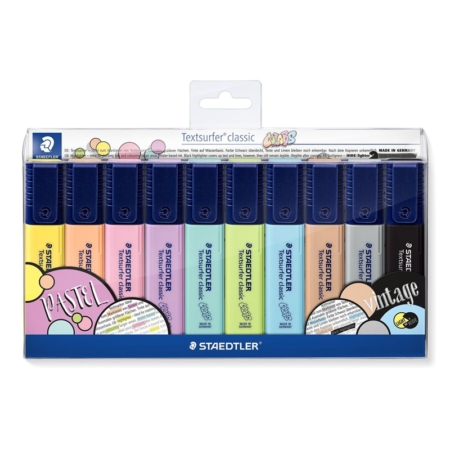 ESTUCHE DE 10 MARCADORES FLUORESCENTES STAEDTLER TEXTSURFER CLASSIC PASTEL&VINTAGE