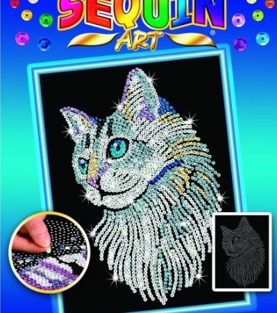 SEQUIN ART AZUL GATO BLANCO