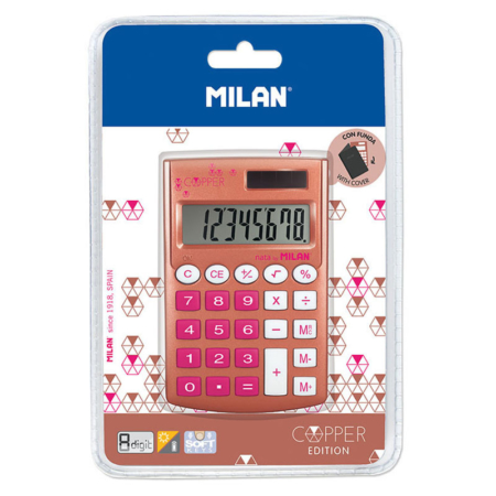 BLISTER CALCULADORA MILAN POCKET COPPER ROSA