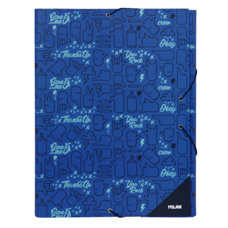 CARPETA DE GOMAS MILAN GIVE ME FIVE AZUL