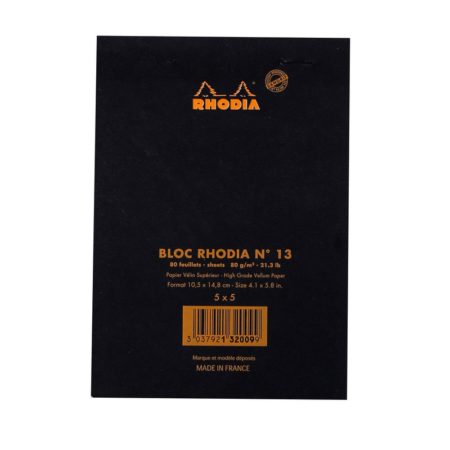 BLOC RHODIA BLACK GRAP. 80H, 80G 10,5X14