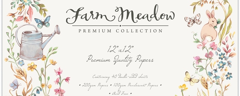 SET 40 PAPEL SCRAP FARM MEADOW 12" 30X30CM