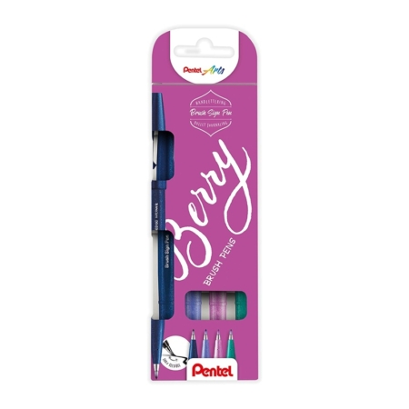 ESTUCHE DE 4 ROTULADORES PENTEL TOUCH PASTEL CON PUNTA PINCEL BERRY BRUSH