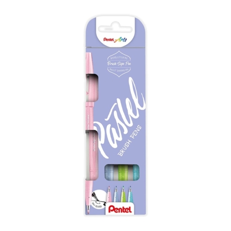 ESTUCHE DE 4 ROTULADORES PENTEL TOUCH PASTEL CON PUNTA PINCEL PASTEL BRUSH