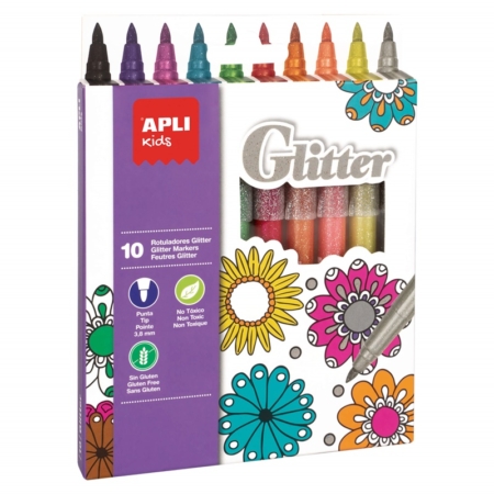 Caja de 10 rotuladores glitter