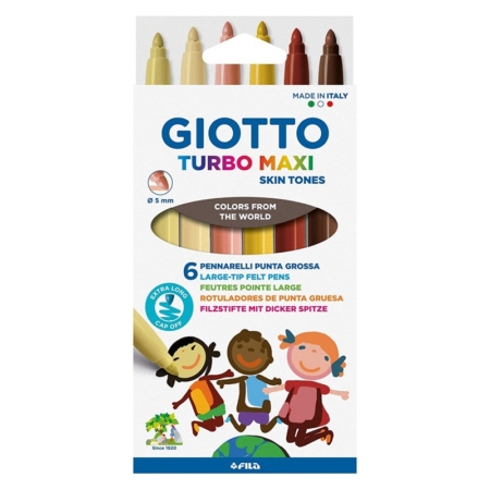 ESTUCHE DE 6 ROTULADORES TONOS PIEL GIOTTO TURBO MAXI