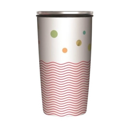 VASO TERMO DE BAMBÚ Y ACERO INOXIDABLE 420 ML DOTS AND WAVES GOLD