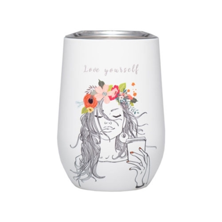 TAZA DE ACERO INOXIDABLE BIOLOCO 420 ML LOVE YOURSELF