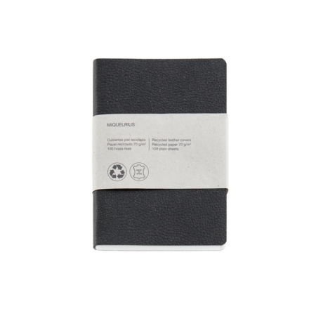 CUADERNO PIEL RECICLADA 104X150 LISO EARTH NEGRO