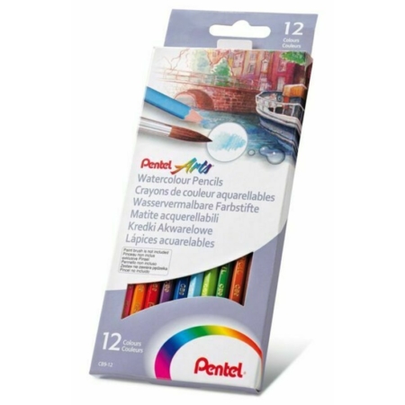 CAJA DE 12 LÁPICES DE COLORES ACUARELABLES PENTEL