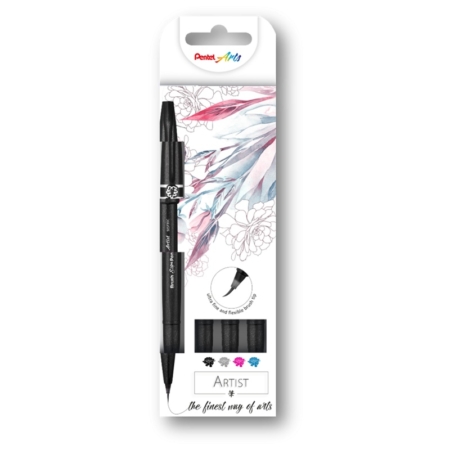 ESTUCHE CON 4 ROTULADORES CON PUNTA PINCEL PENTEL BRUSH SIGN PEN ARTIST