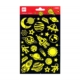 Bolsa con 1 hoja de pegatinas luminiscentes Espacio