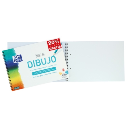 Bloc de dibujo Oxford A4+ 20 hojas con taladros y sin recuadro 130 g